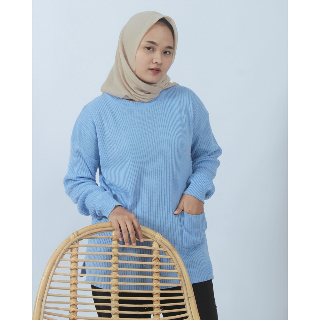 KALILA - POCKY Sweater Wanita Dewasa Bahan Rajut
