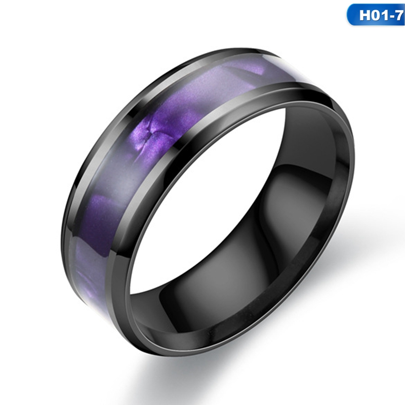 Cincin Tungsten Ukuran 8mm Aksen Garis Biru Warna Hitam Untuk Pria