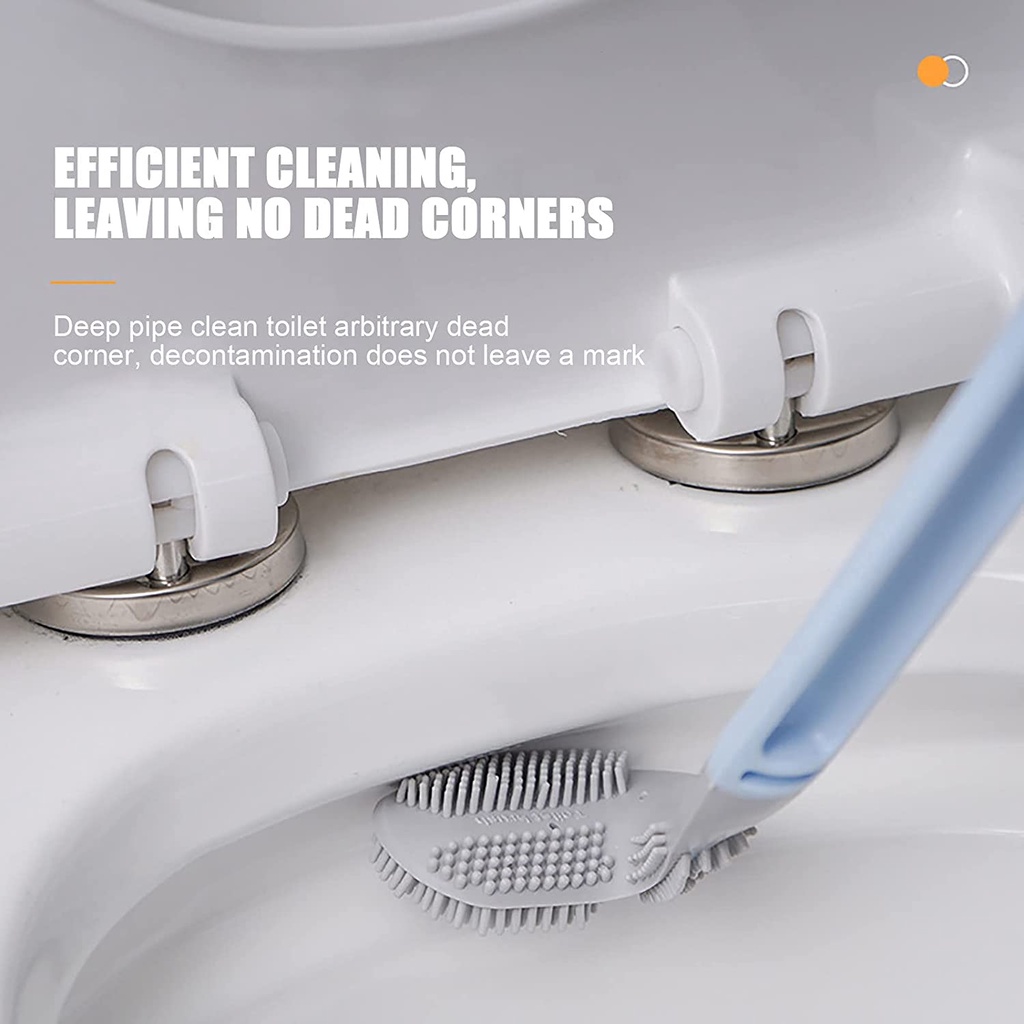 [TPR Silicone Long Handle Toilet Brushes with Brush Holder] [Golf Shaped Creative Bendable Brush Head Toilet Brush]