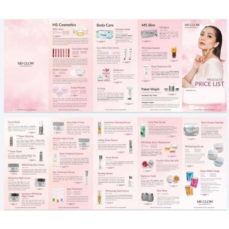 Jual Brosur Ms Glow Beauty / Price List Ms Glow / Daftar Harga Ms Glow