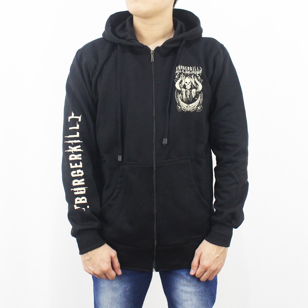 JAKET HOODIE BURGERKILL M L XL XXL 02 - JAKET MUSIK BURGERKILL - JAKET HEAVY METAL BURGERKILL HITAM