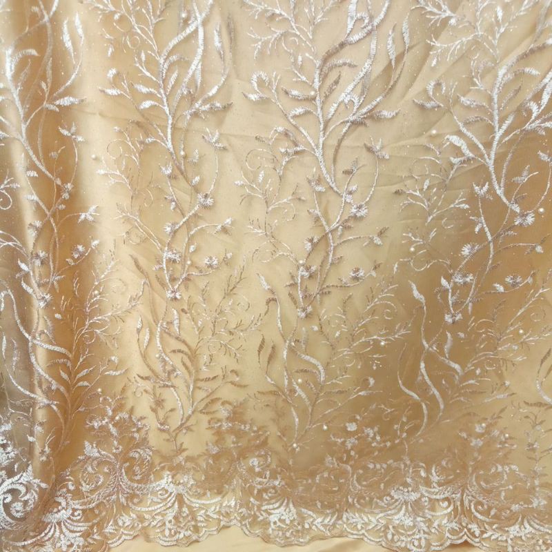 Kain Tile Akar Mutiara Serie Gold / Tulle Akar / Brokat Tile