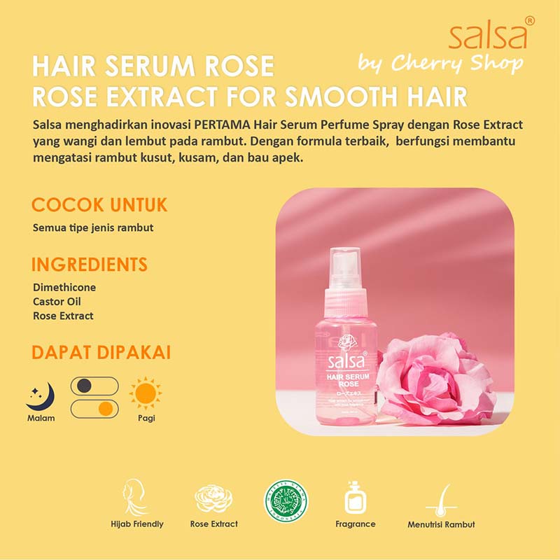 [BPOM] Salsa Hair Serum Rose Spray | Serum Rambut | Hijab Friendly 80 ML