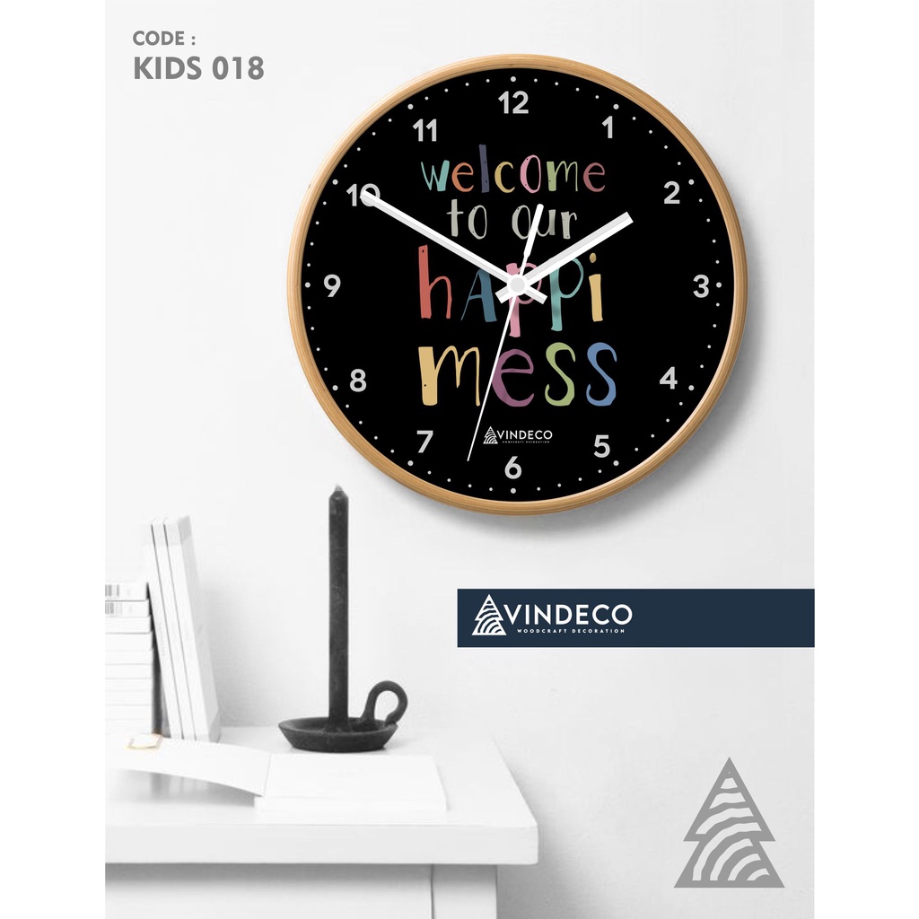 JAM DINDING KAYU / JAM DINDING ANAK / KADO ULTAH / KADO ANAK / JAM UNIK / JAM ANAK / VINDECO / KIDS-KIDS 018