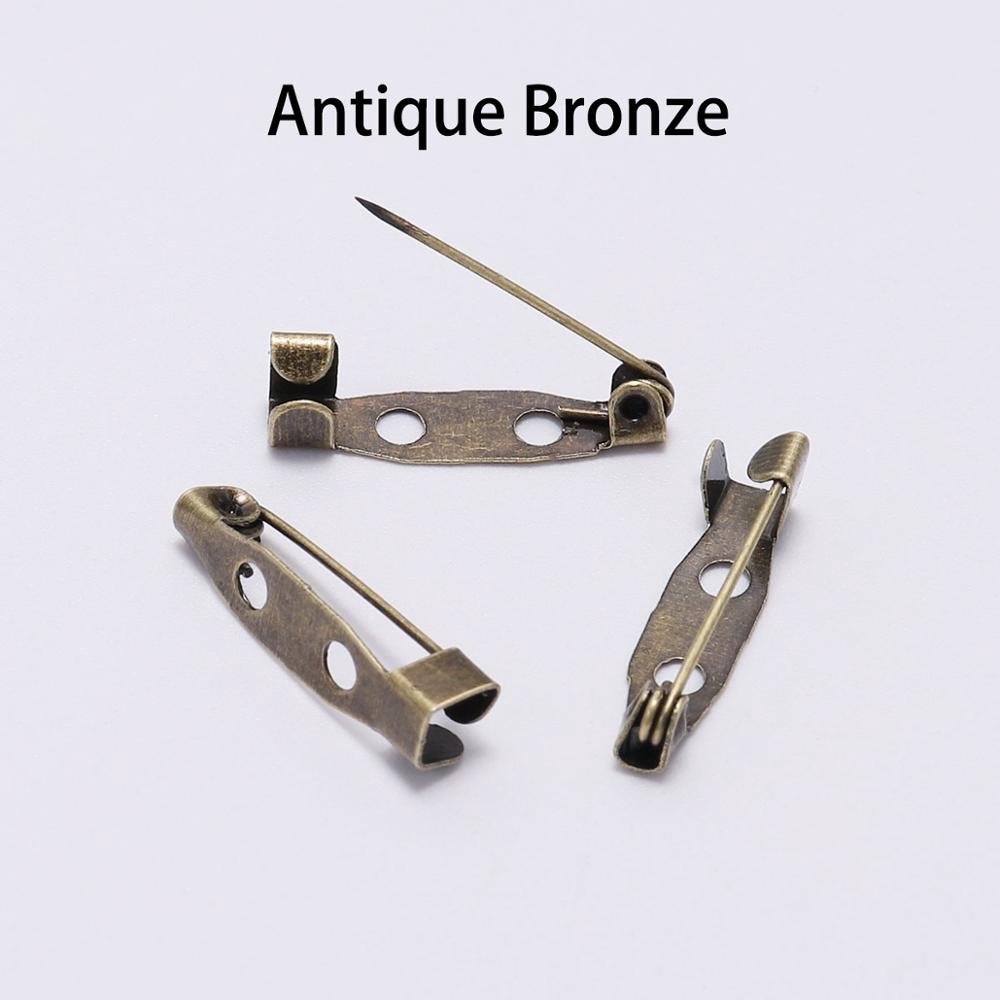50pcs / Lot Pin Bros Kosong 15 20 25 30 35mm Warna Silver Untuk Membuat Perhiasan Diy-Antique Bronze