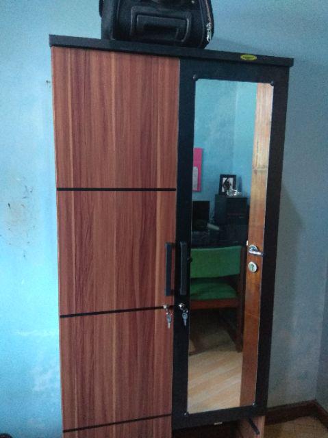 Lemari Baju 2 Pintu 2 Laci Romaro Cermin Panjang Lemari Pakaian