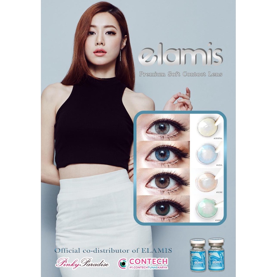 Softlens ELAMIS DIA 14.20mm BROWN GREY GREEN BLUE Normal minus ( -3.25 sd -6.00 ) / CTK /Lensa Kontak / BB