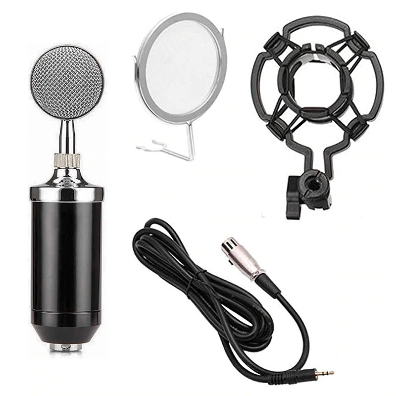 Mic BM8000 BM-8000 Condenser Microphone Podcast Karaoke + Shock Mount