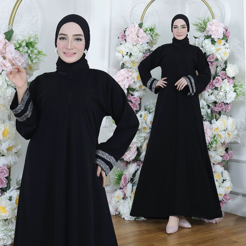 Gallery Exclusive Abaya Hitam Gamis Bordir Turkey Renda Tangan Athifah