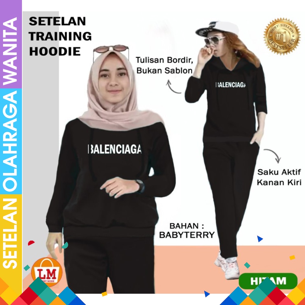 Setelan senam muslim premium bahan squba navy lis putih Baju senam olahraga fitness zumba aerobik