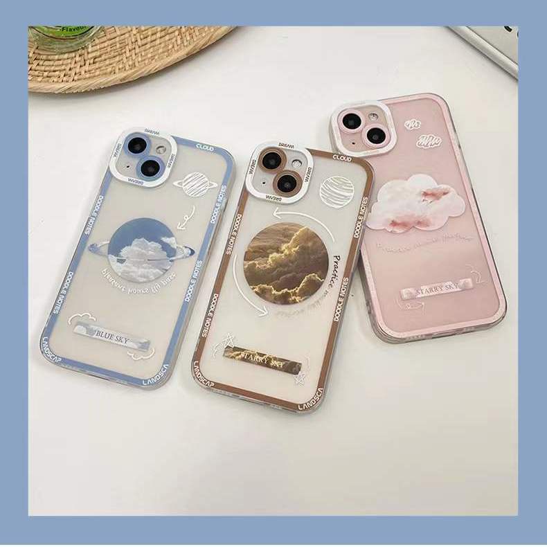 Case Pelindung Bahan Silikon Motif Planet Biru Untuk IPhone 13 / 12 Pro Max / 11 / XS / XR / X / 8 / 7 / 6S / Plus