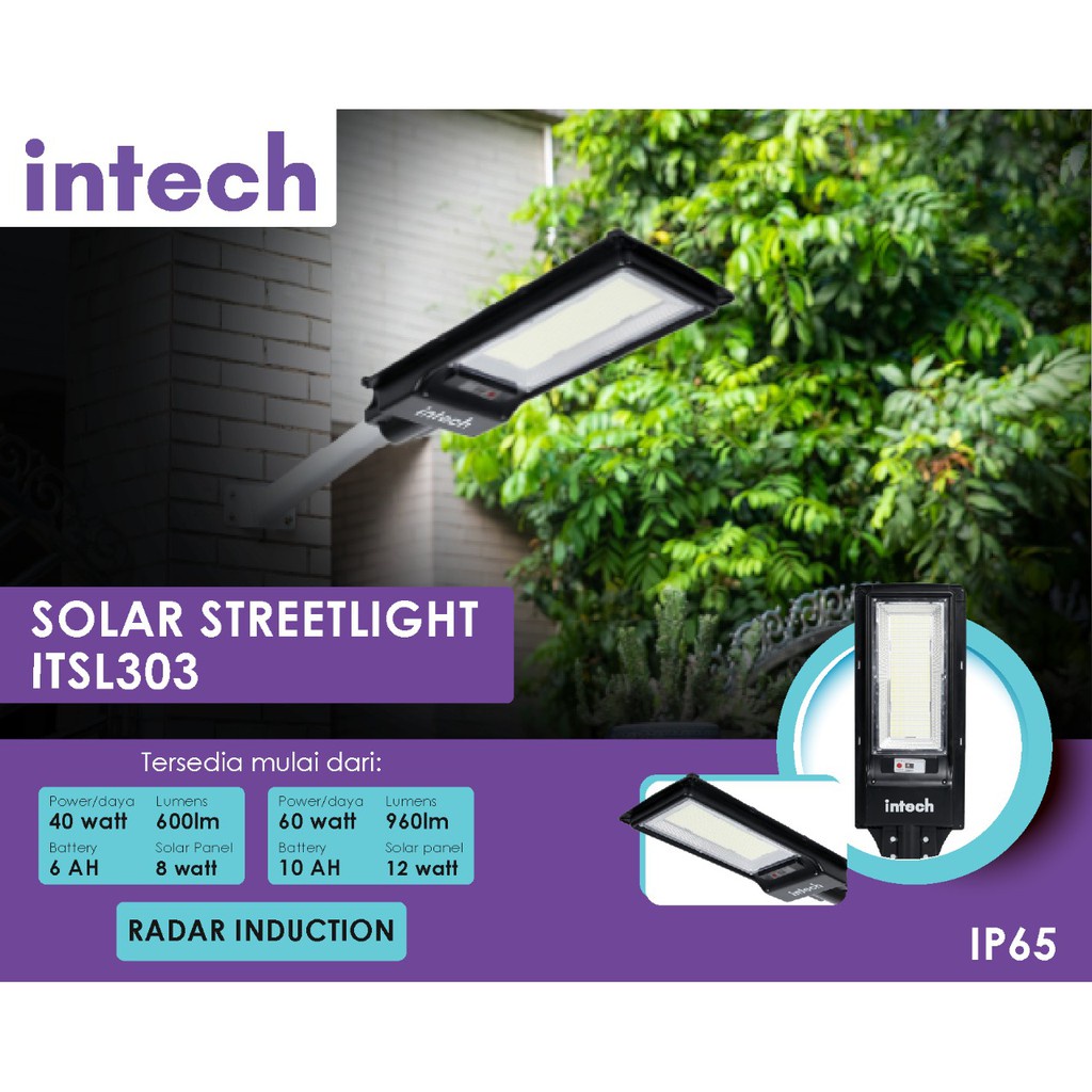 Lampu Jalan LED Street Light 303 40W SOLAR - INTECH ITSL303 - Tenaga surya