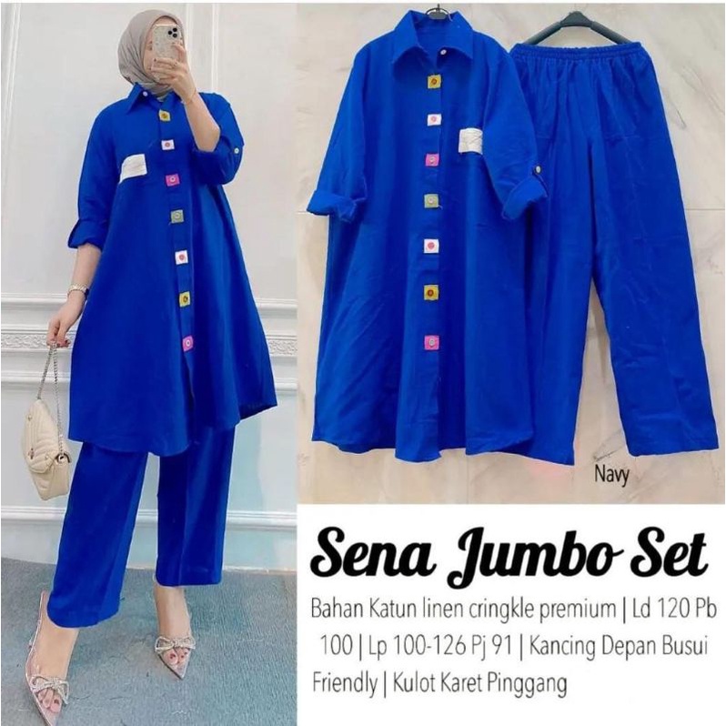 Fashion MUSLIM, baju wanita, baju stelan wanita, setelan celana, stelan, Baju stelan, fashion wanita, one set, Sena Jumbo Set