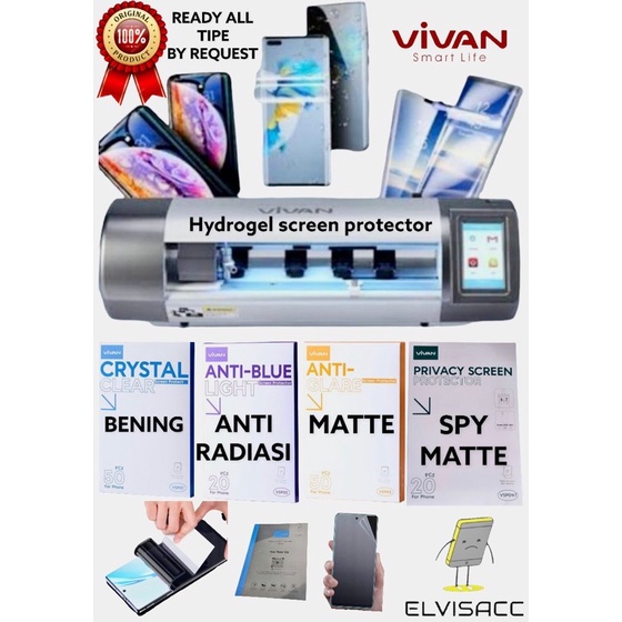 HYDROGEL VIVAN CRYSTAL CLEAR ANTI RADIASI MATTE SPY MATTE READY SEMUA TYPE HP ANTI GORES ANTI SHOCK BY REQUEST