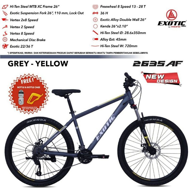 Sepeda Gunung MTB 26 inch Exotic 2635 AF 8 Speed Double Disc New Version