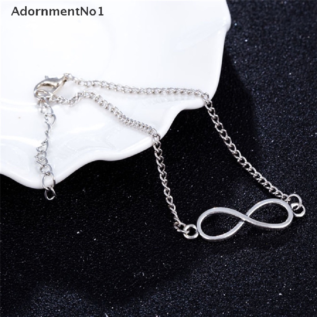 (AdornmentNo1) Gelang Tangan Rantai Lapis Silver Motif Angka 8 Untuk Perhiasan Pria / Wanita