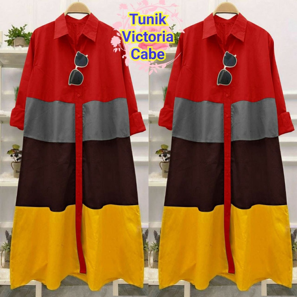 TUNIK Victoria KOMBINASI WARNA / FASHION WANITA TERLARIS TERBARU / DRESS PESTA KASUAL