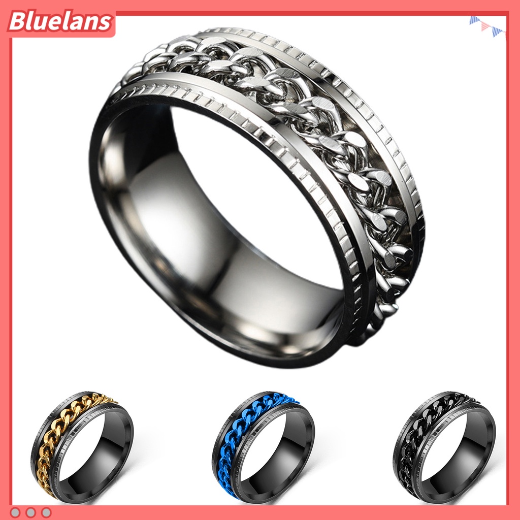 Bluelans Cincin Pria Model Rantai Putar Untuk Pesta