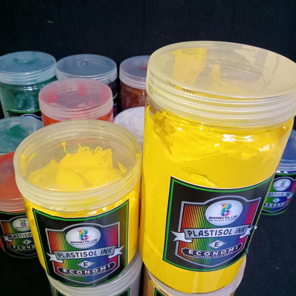 

㊖ Tinta Sablon PLASTISOL ECONOMY Brain Plus KUNING 1kg ポ