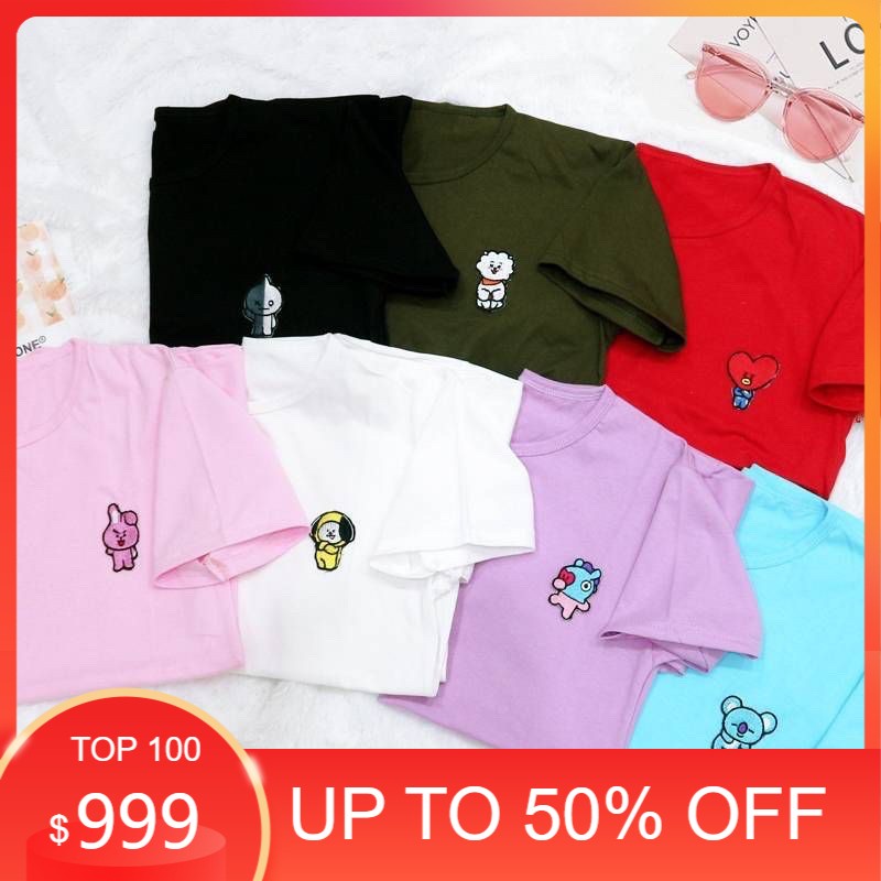 Kaos/Tumblr Tee Wanita Lengan Pendek Patch BT21 Termurah || ATASAN BT21 // bts // bt 21 // crop top