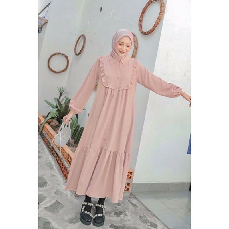 ( DRESS VIRAL) MARISKA DRESS/ DRESS TERLARIS CRINKLE AIRFLOW/ BUSUI FRIENDLY/ BANYAK SIZE M, L DAN XL