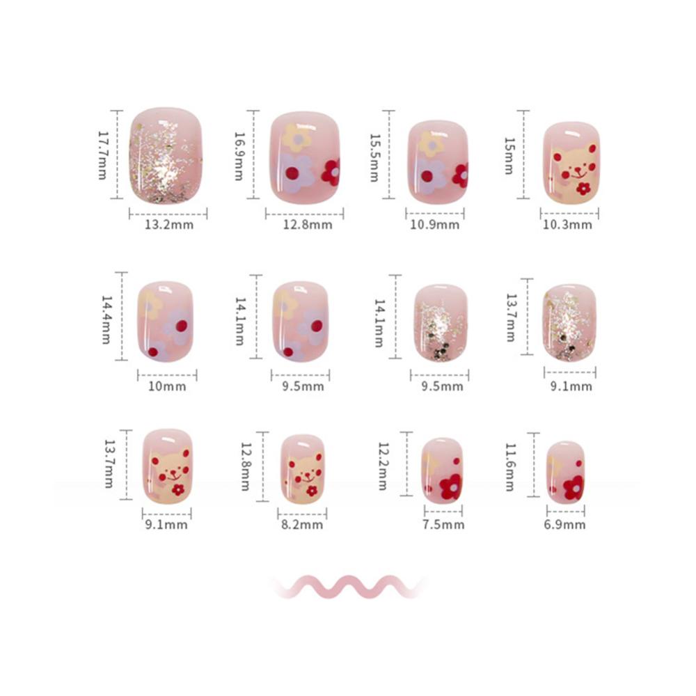 Timekey 24pcs / set Kuku Palsu Pendek Bisa Dilepas Untuk Manicure / Nail Art A6K9