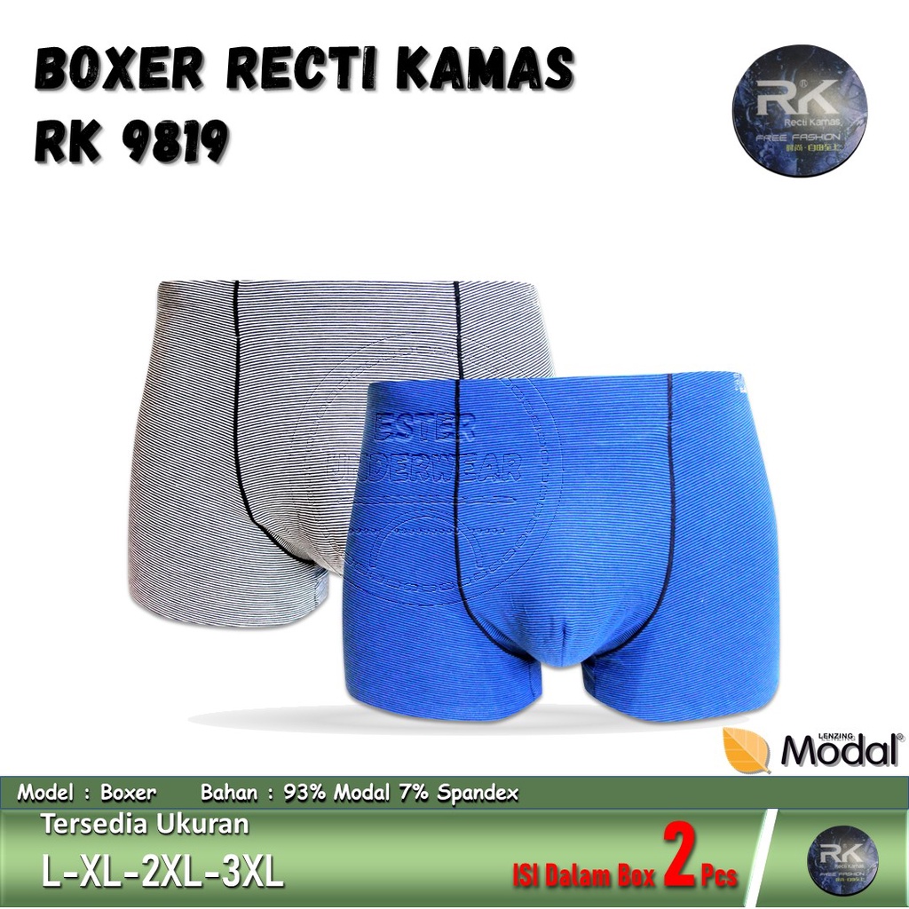 Celana Boxer Pria RECTI KAMAS RK 9819 ISI 2Pcs