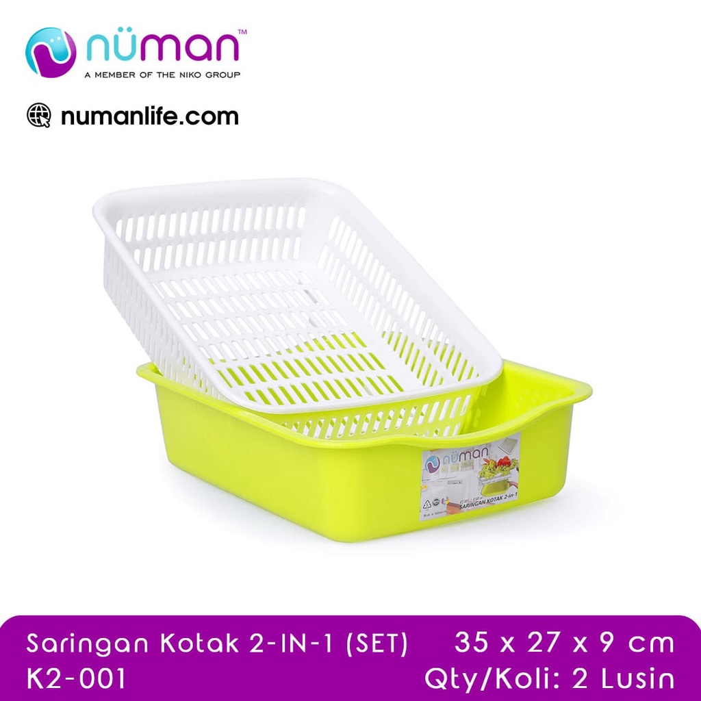 Baskom segi + saringan set / Saringan kotak 2-in 1/ bak pasir kucing / saringan sayur