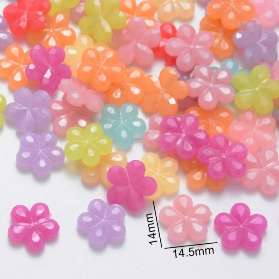 ISI 20PC MANIK MOTE AKRILIK JELLY BUNGA 14MM BAHAN KERAJINAN TANGAN DIY CANTIK BERKUALITAS