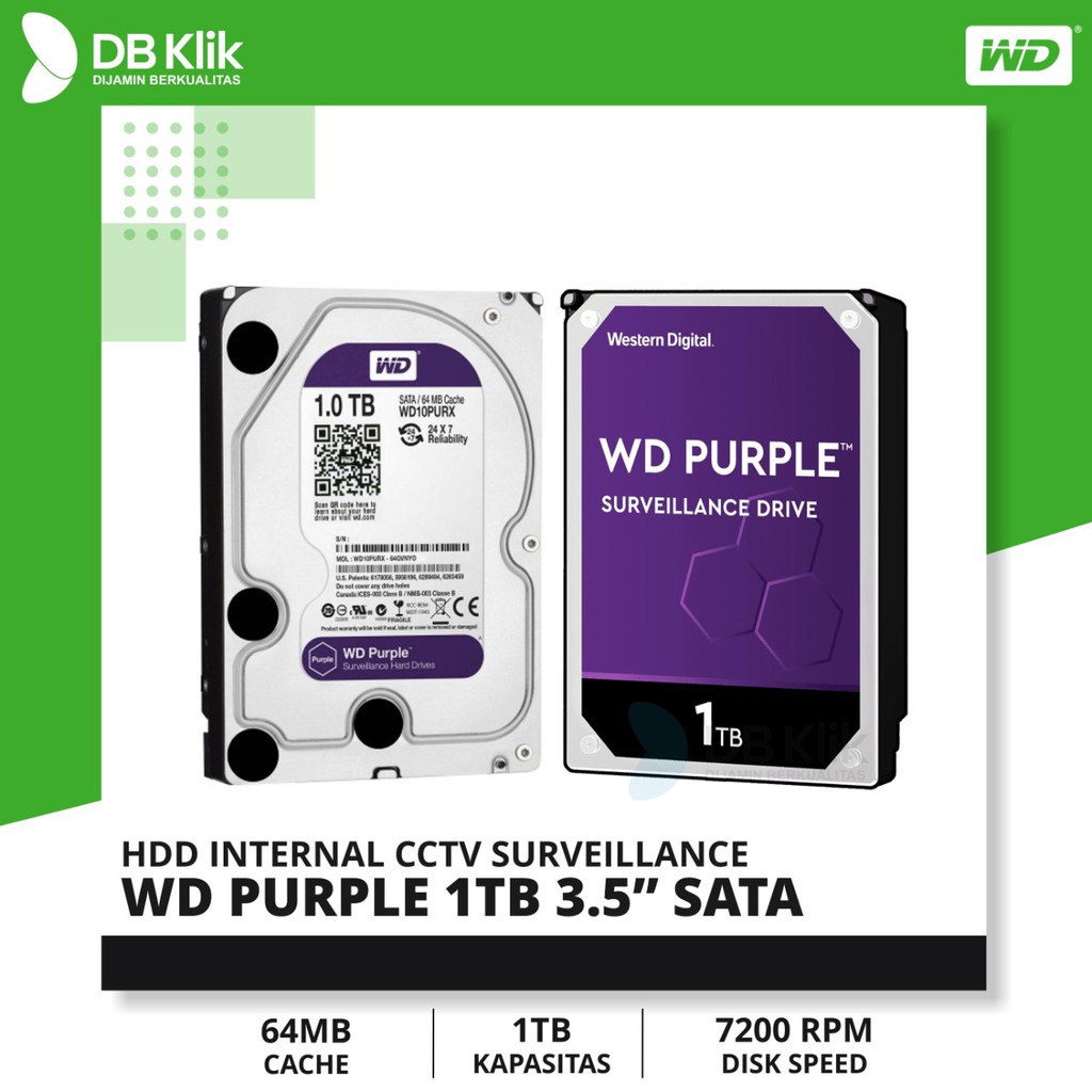 Hard Disk HDD WDC 1TB Purple Sata Khusus CCTV