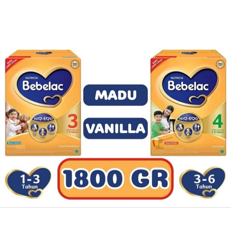 Jual Bebelac 3 4 Madu Vanila 1800 Gram Packing Kardus Shopee Indonesia