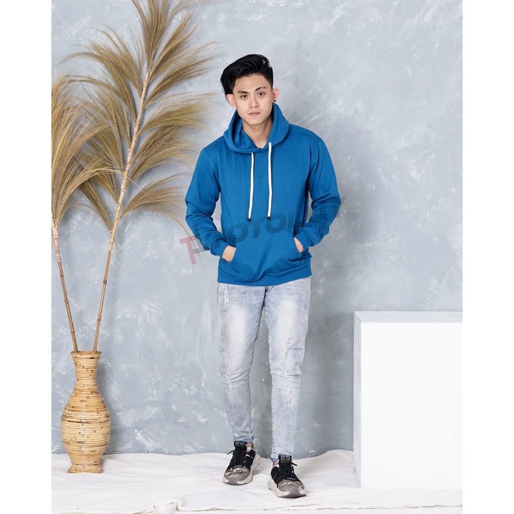 MUKZHOP - SWEATER HOODIE BASIC POLOS / TOTOLUY / SWEATER POLOS / BIRU ITB