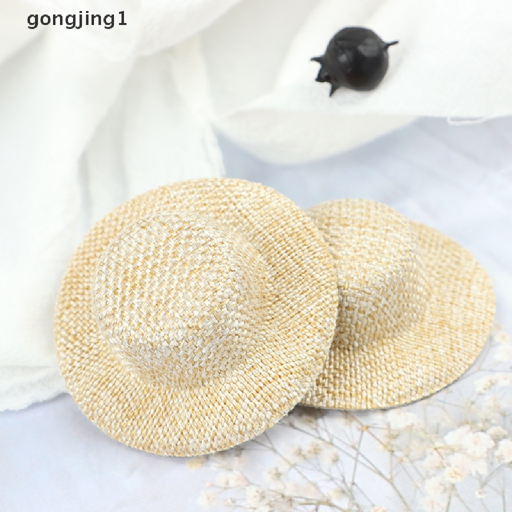 Ggg 2Pcs Miniatur Topi Jerami Untuk Aksesoris Rumah Boneka