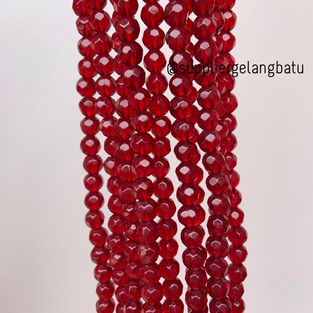 kristal bola dunia cutting 6mm red quartz Merah kuarsa ceko bulat bead aksesoris fashion online