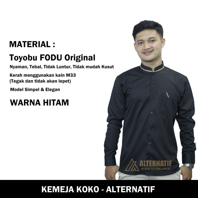 Baju Koko Dewasa Lengan Panjang Material Catton Toyobo fodu Adem Serap Keringat