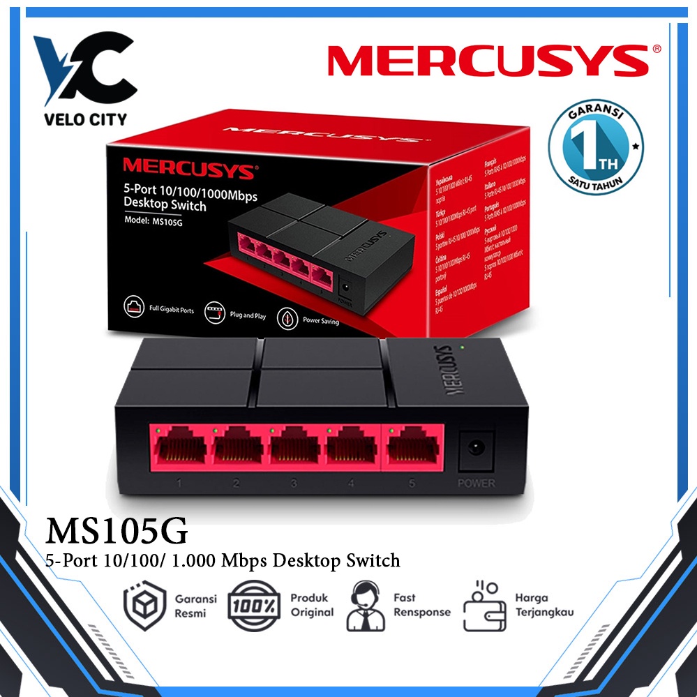 Mercusys MS105G Desktop Switch 5-Port 10/100/1000 Mbps HUB Switch