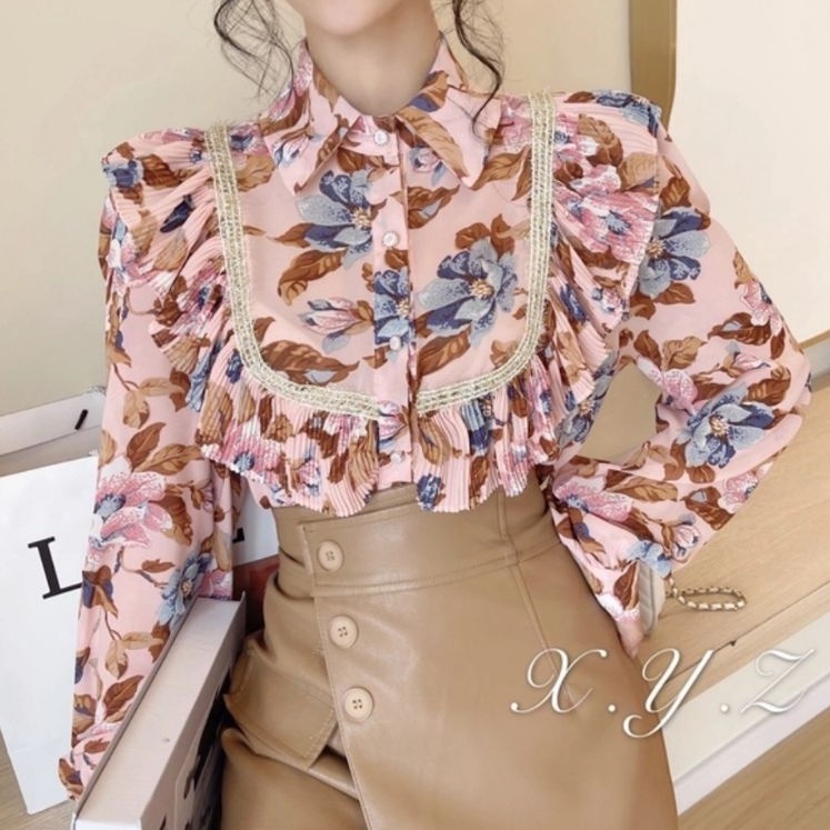 5192 Baju atasan kemeja blouse lengan panjang balon import cewek Baju atasan pakaian blouse kemeja l