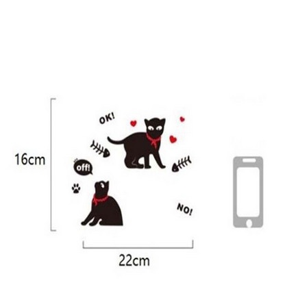 Wall Decal - Stiker Dinding Switch Button Black Funny Cat _SB19