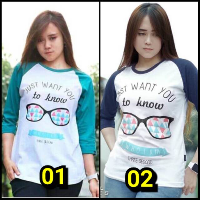 KAOS RAGLAN 3SECOND WANITA