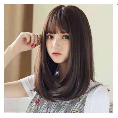 Rambut Wig - Rambut Palsu Wanita Warna Coklat Gelap Ef