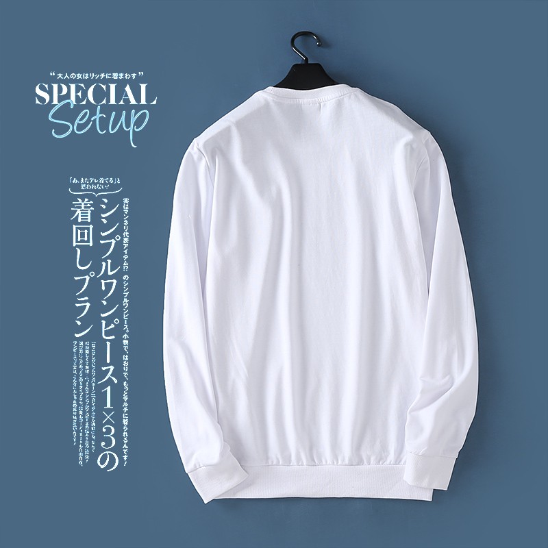 IBS-90 (XL) white typography sweater unisex tebal import japan