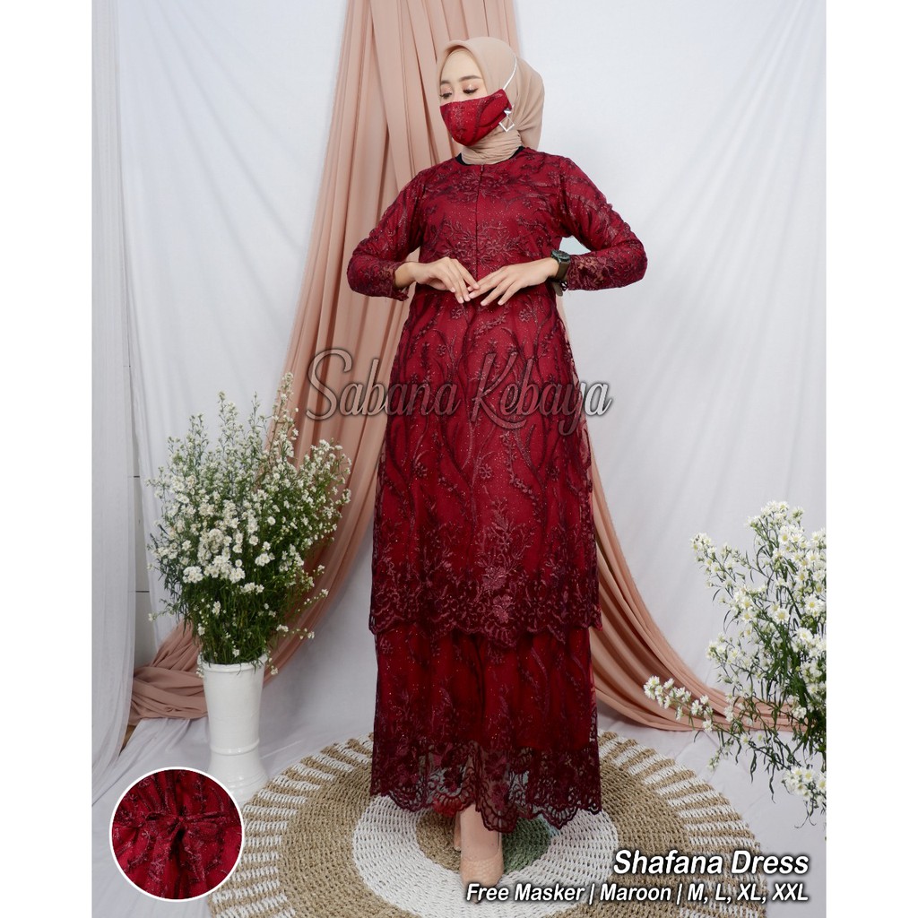 PROMO LONG GAMIS TULLE MUTIARA BORDIR / GAMIS PESTA / GAMIS BUSUI