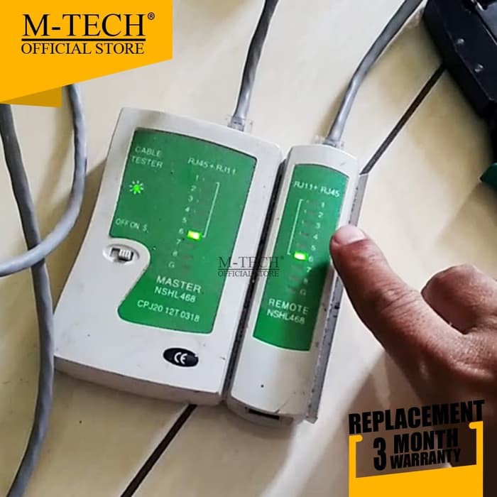 M-Tech Original LAN Tester RJ45 RJ11 Alat Tes Kabel Network