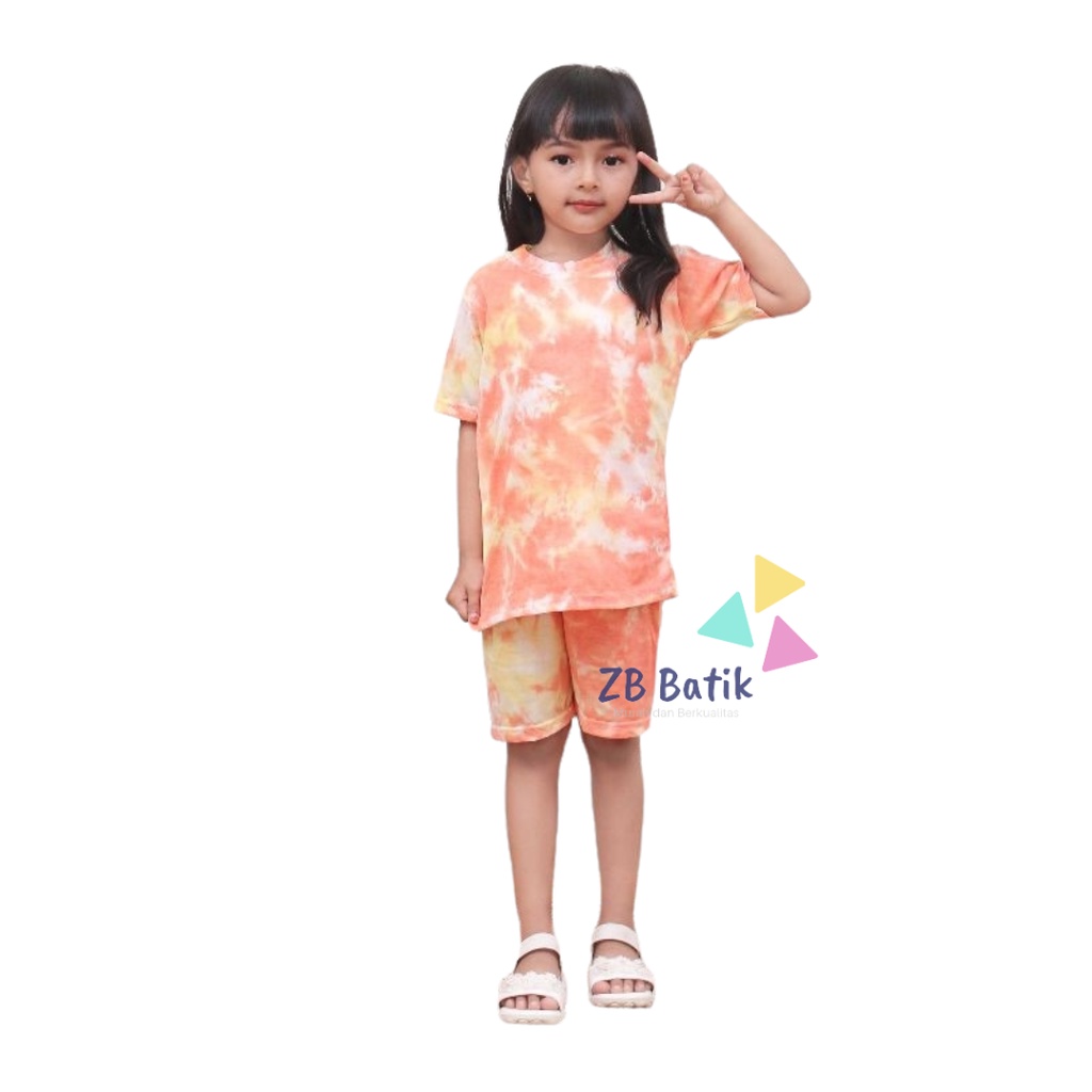 Setelan Baju Anak Tie Dye Usia 1-10 Tahun Untuk Anak Laki-laki dan Perempuan Stelan Kaos Main Harian Anak Murah