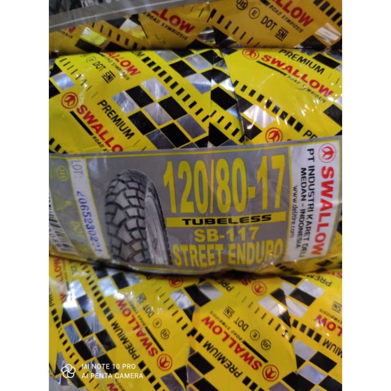 BAN SWALLOW 120/80-17 TIPE SB117 STREET ENDURO TUBELESS