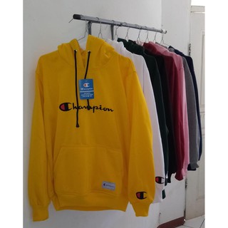 [Bayar Di Tempat] Hoodie Champion Putih Logo Texs Pull Bordier Premium Unisex Bahan Tebal