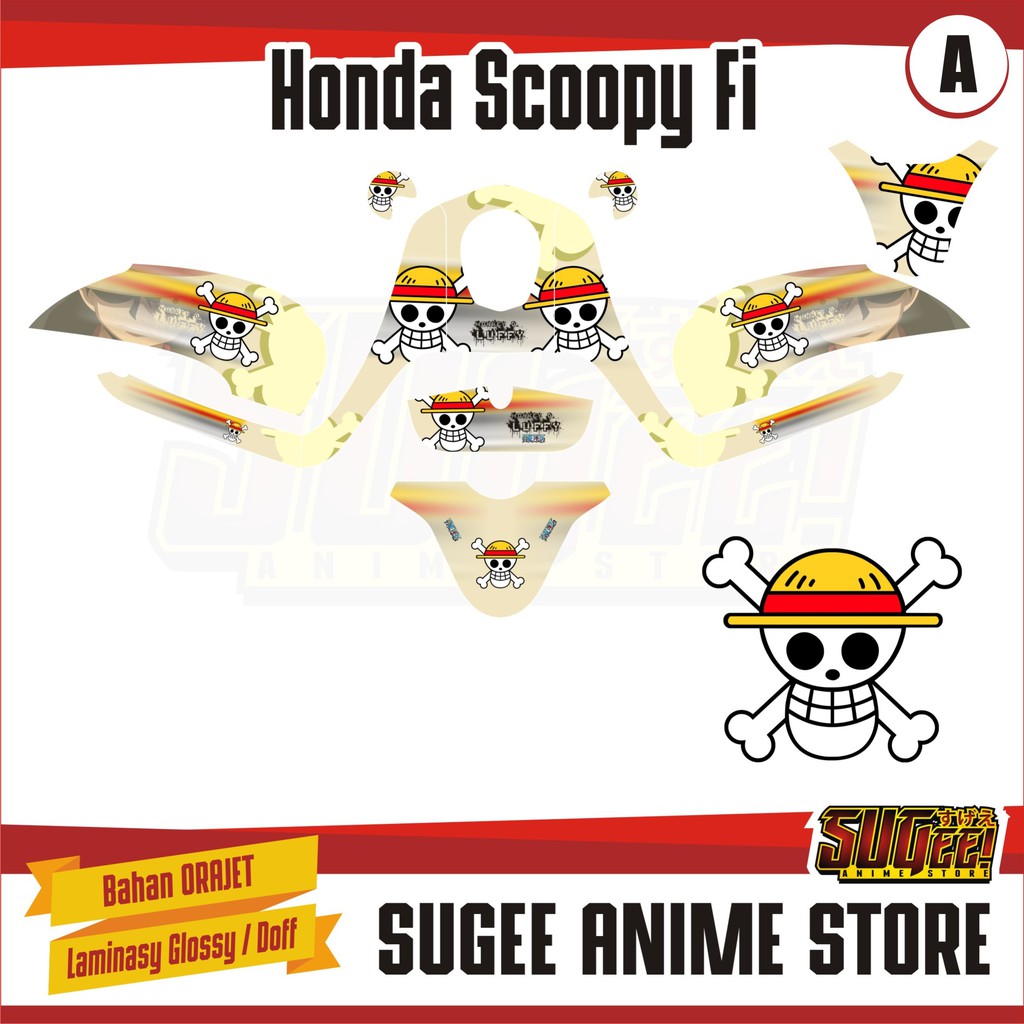 Sticker Anime Decal Motor Honda Scoopy Fi Luffy One piece