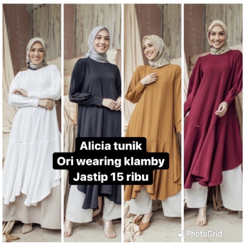 NewArrival Alicia Tunik Polos WearingKlamby Mahogany Maroon Size L LD 100