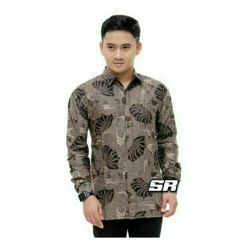 KEMEJA PRIA LENGAN PANJANG MOTIF KERANG