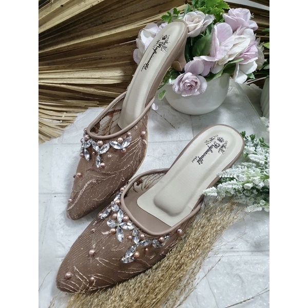 sepatu wedding mocca tinggi 3cm lancip